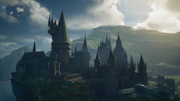 An old castle in Hogwarts Legacy.