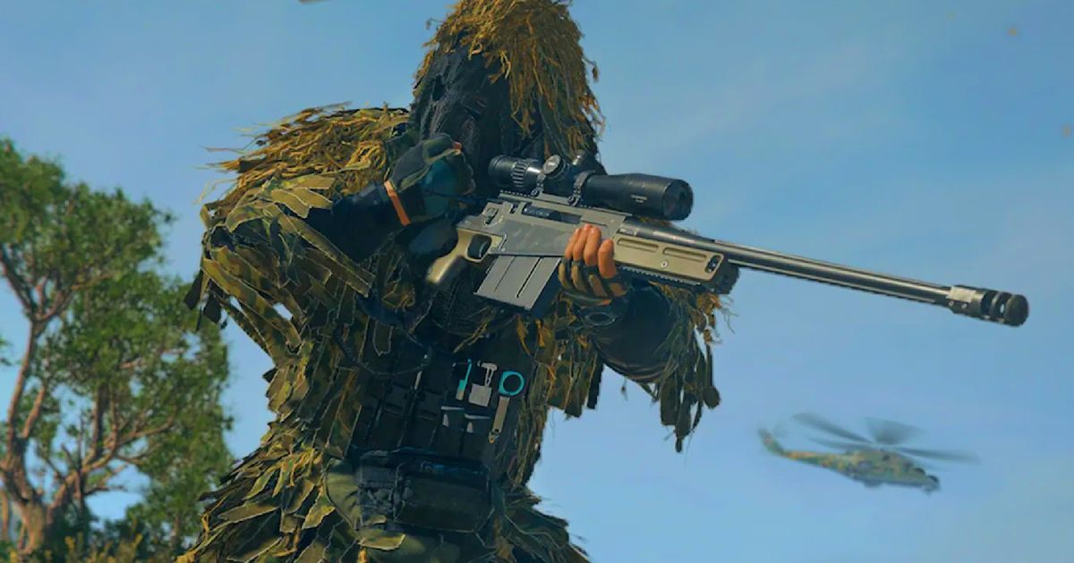 Modern Warfare 3 - soldier holding a sniper rifle, wearing a ghillie suit
