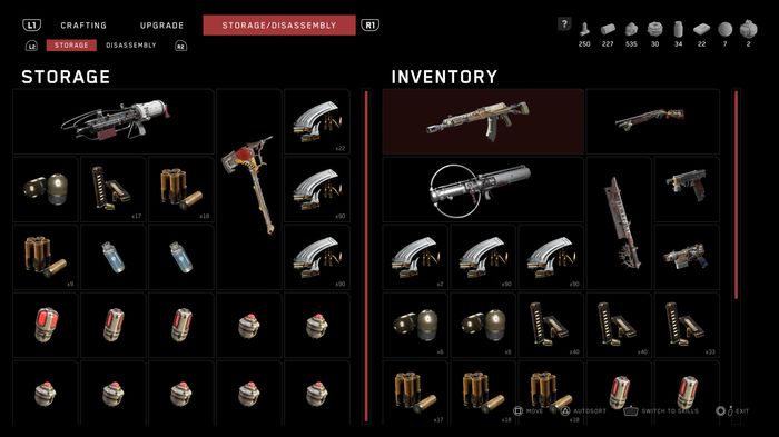 The inventory screen in Atomic Heart