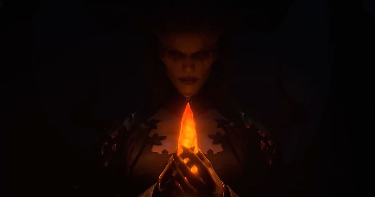 A screenshot of Lilith from the Diablo 4 story trailer. 