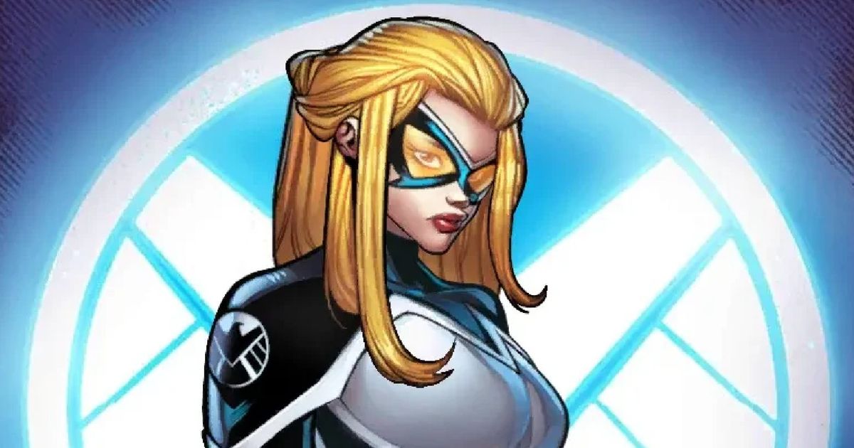 Mockingbird in front of a SHIELD logo in Marvel Snap card