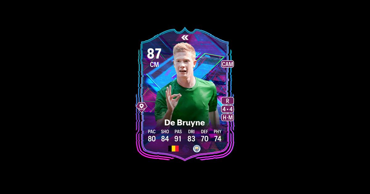 EA Sports FC 24 Flashback De Bruyne card on black background