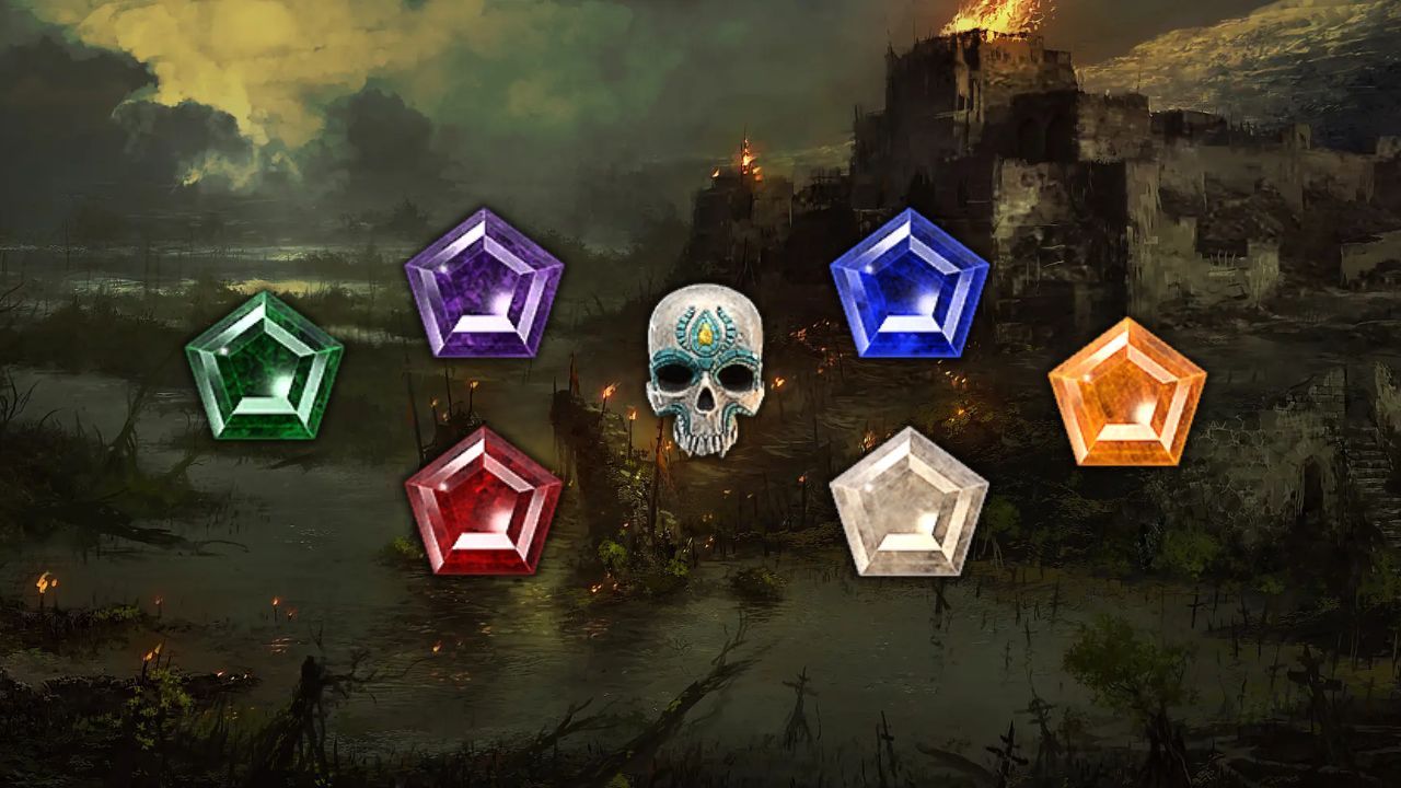 A set of gems in Diablo 4