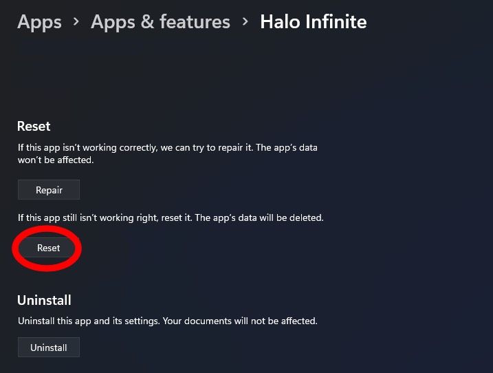 Main Apps menu of Halo Infinite on Xbox.