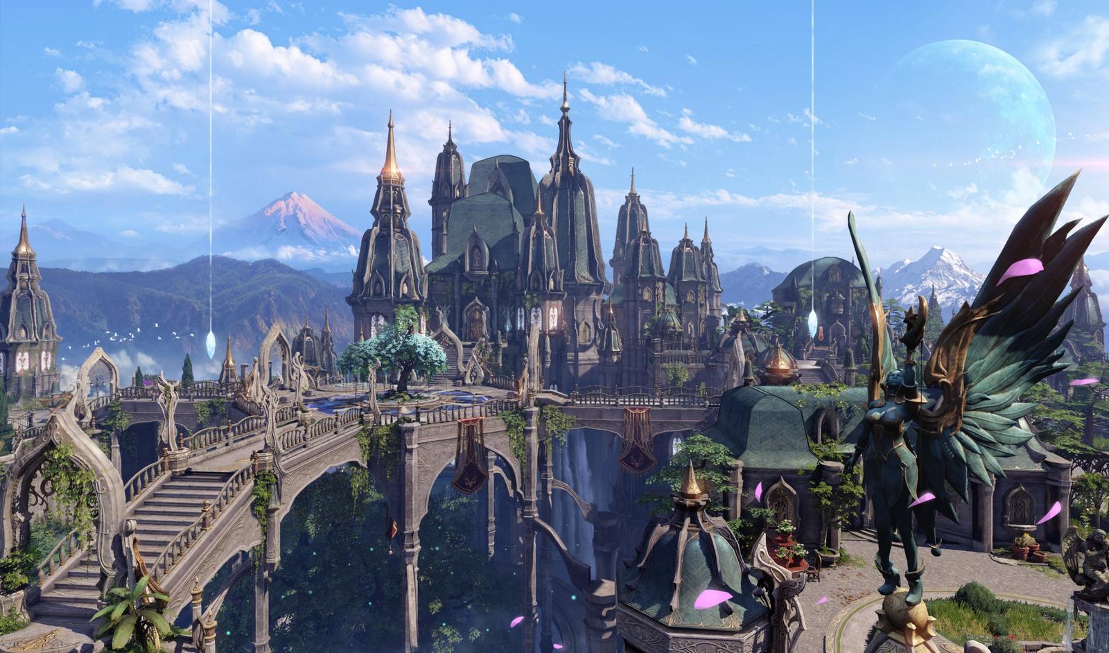 A character overlooks a city in Lost Ark.