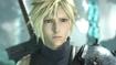 A close up of Cloud Strife looking concerned 