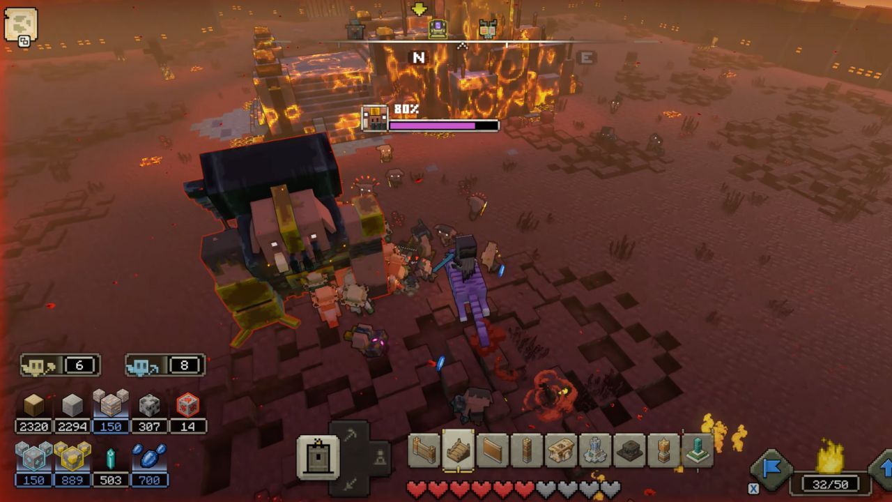 The character fights against the Devourer in Minecraft Legends.