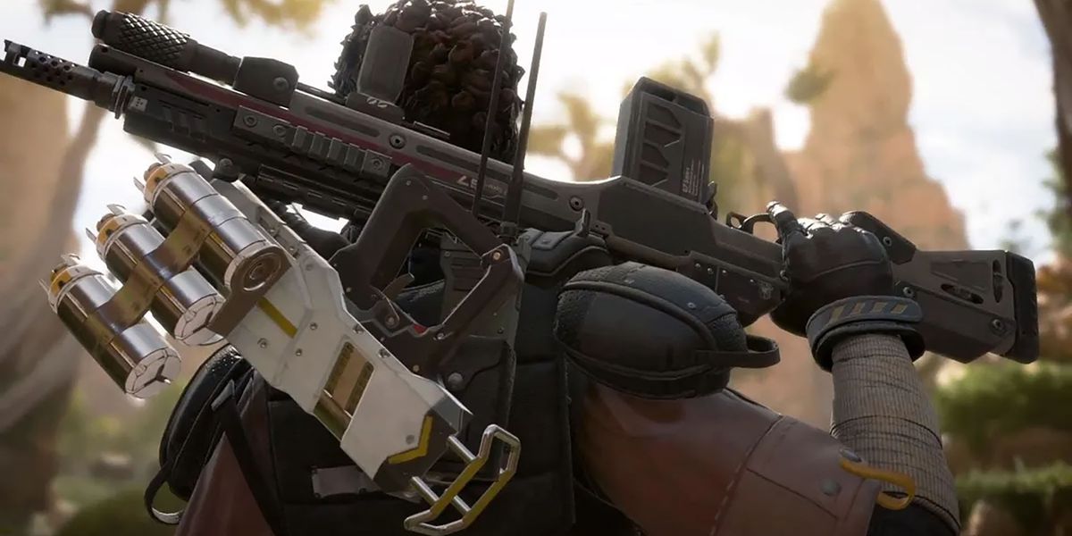 Screenshot of Apex Legends player carrying gun on their shoulder