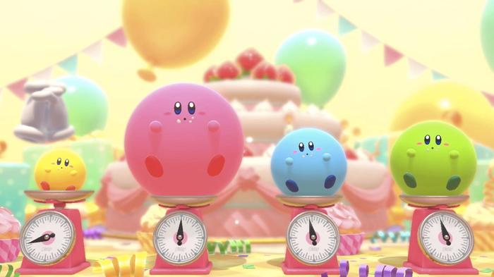Image of various Kirby skins in Kirby's Dream Buffet