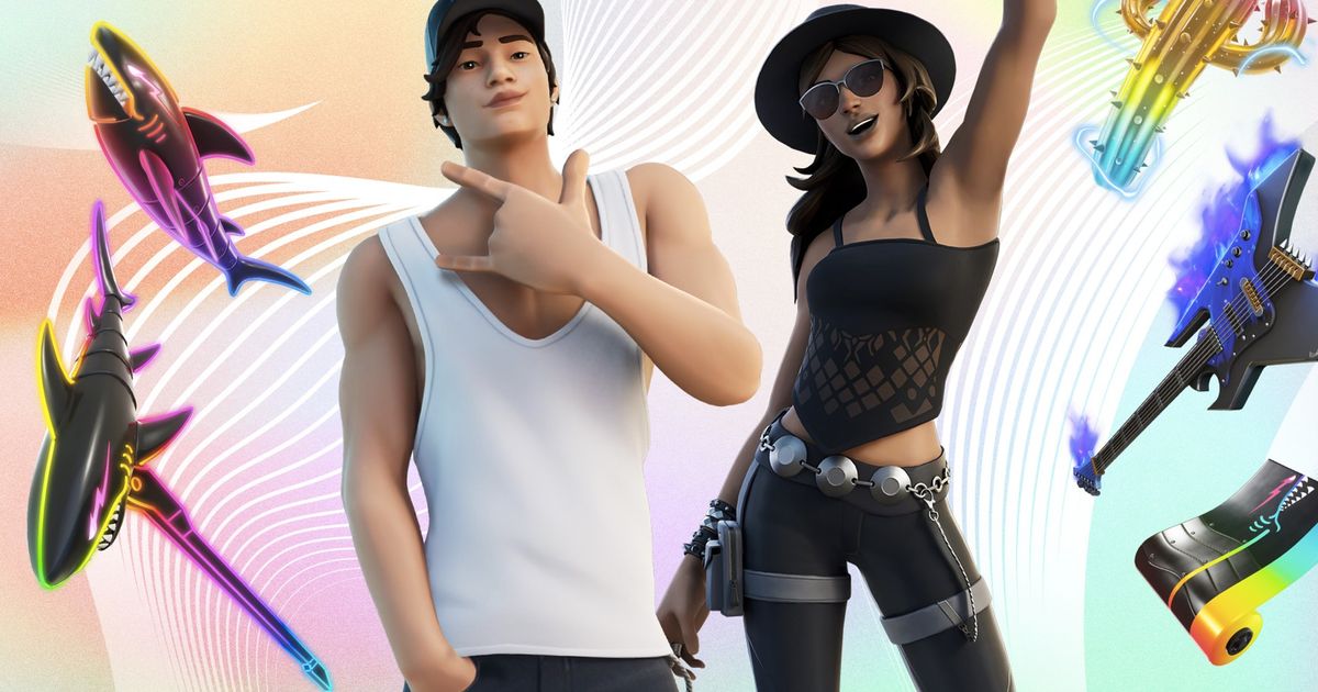 Image of two Fortnite Coachella outfits.