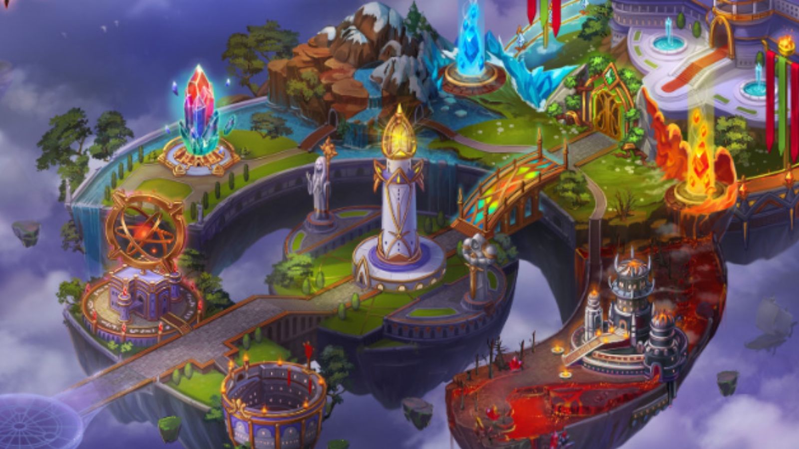 Screenshot from Hero Wars, showing a lavish palace within the sky