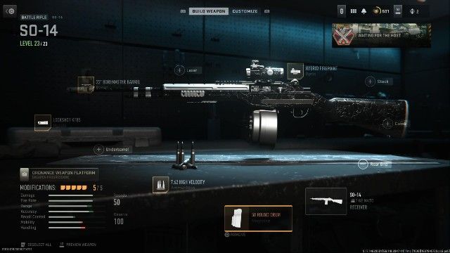Screenshot of SO-14 in Warzone gunsmith