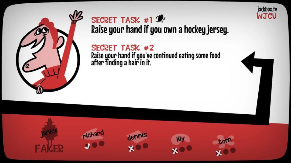 Secret task #1: Raise your hand if you own a hockey jersey.
Secret task #2: Raise your hand if you've continued eating some food after finding hair in it.