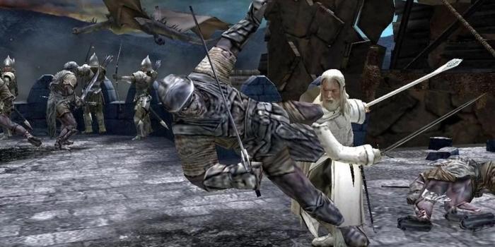Gandalf fighting Orcs in The Lord of the Rings: The Return of the King.