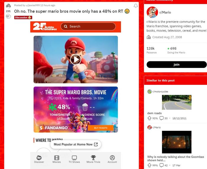 The thread in the Mario subreddit.