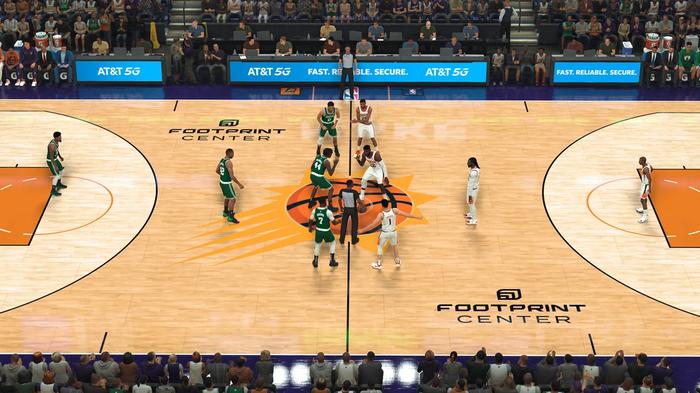 Image of a match in progress in NBA 2K23.