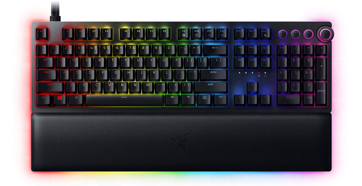 Razer Huntsman V2 Analog product image of a black gaming keyboard with backlighting.