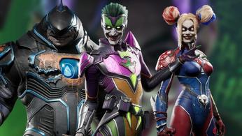 Joker, Harley Quinn, and King Shark in Waynetech outfits in Suicide Squad Season 1