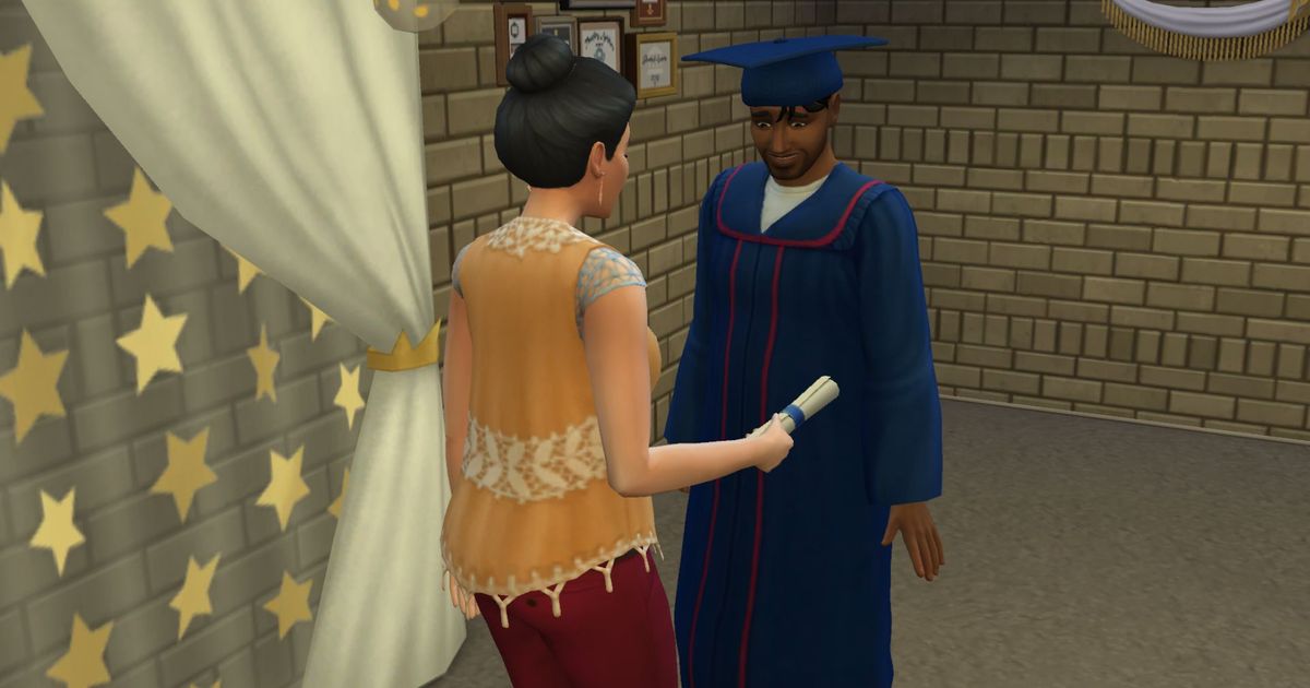 A Sim graduating in High School Years