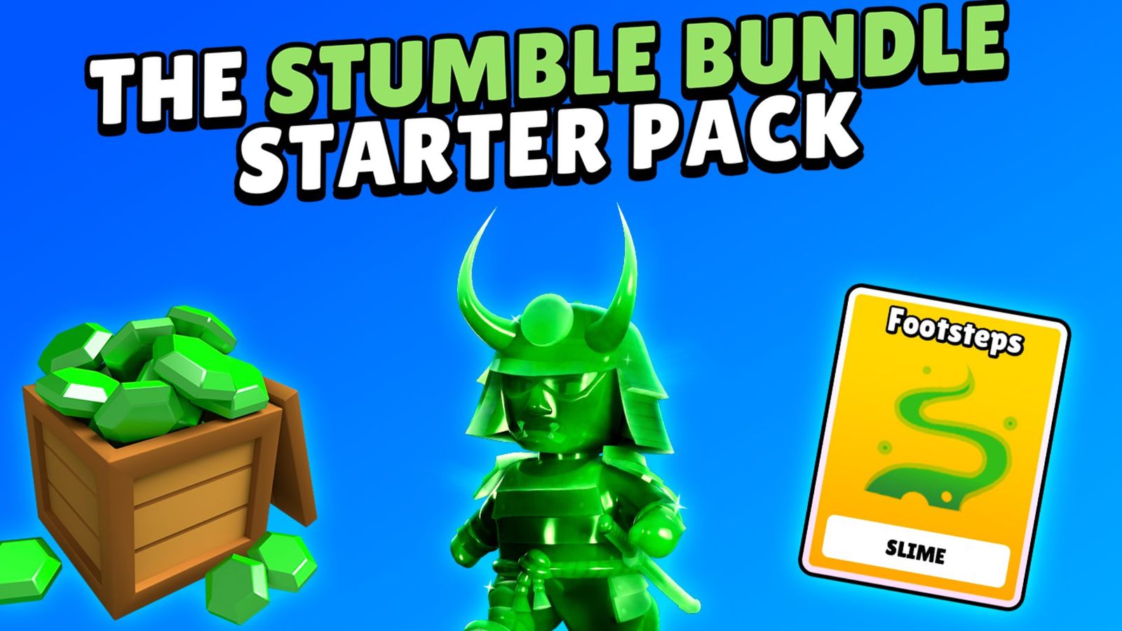 The Stumble Guys Stumble Bundle infographic showing the included items 