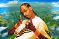 Snoop Dogg points at the viewer against a Fortnite backdrop
