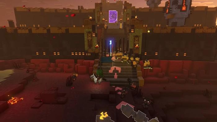 A screenshot from the gameplay trailer of Minecraft Legends.