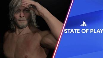 Norman Reedus in Death Stranding 2 and the State of Play logo.