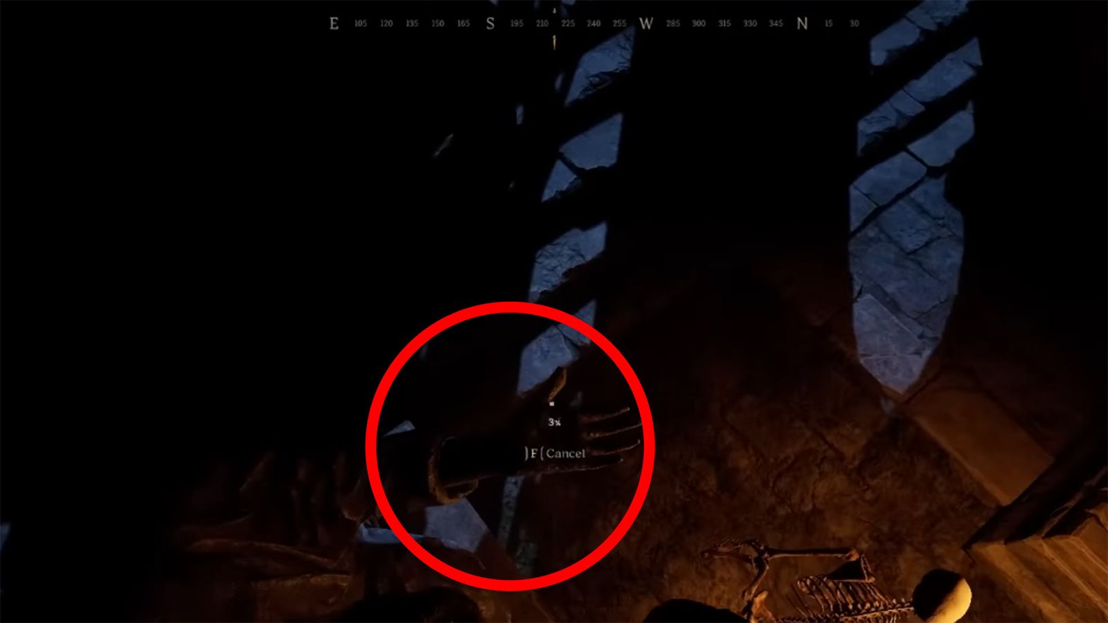 A screenshot of the arm lever in Dark and Darker when trying to find the Old Rusty Key