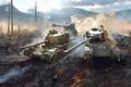 Image of three tanks rolling into battle in World of Tanks.