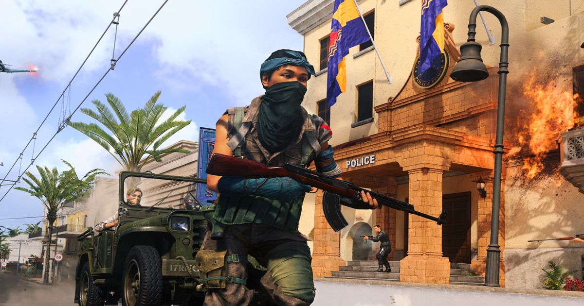 Image showing Warzone operator running past police station