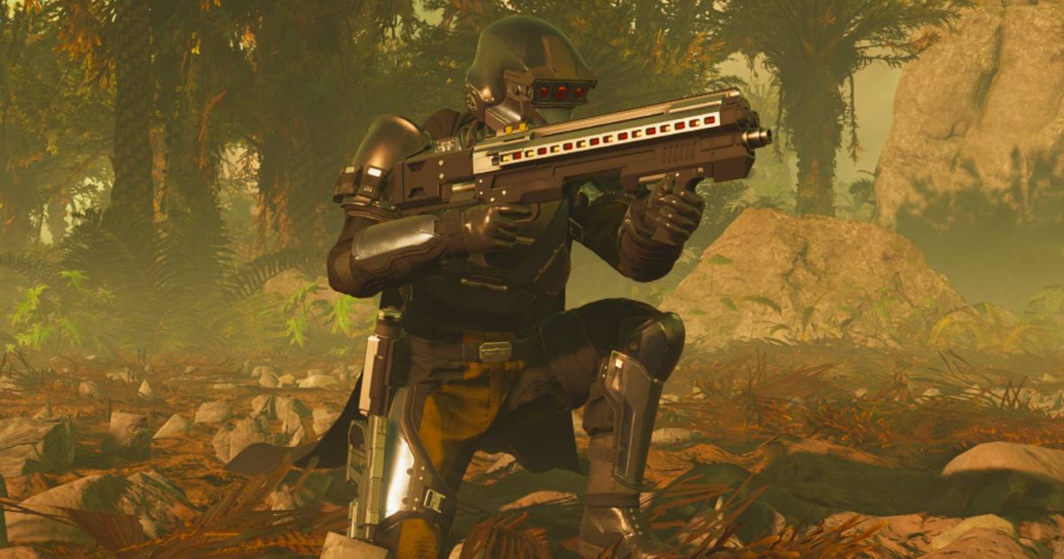 Helldivers 2 character using the SG-8 Punisher