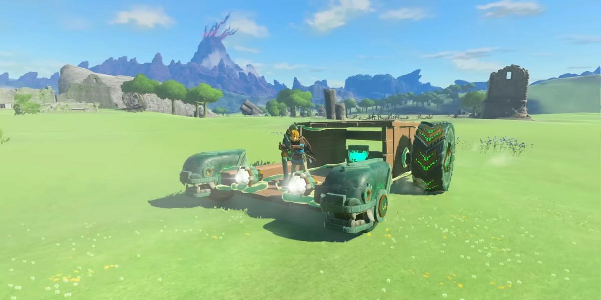 Link showing off his Autobuild skills in Zelda Tears of the Kingdom