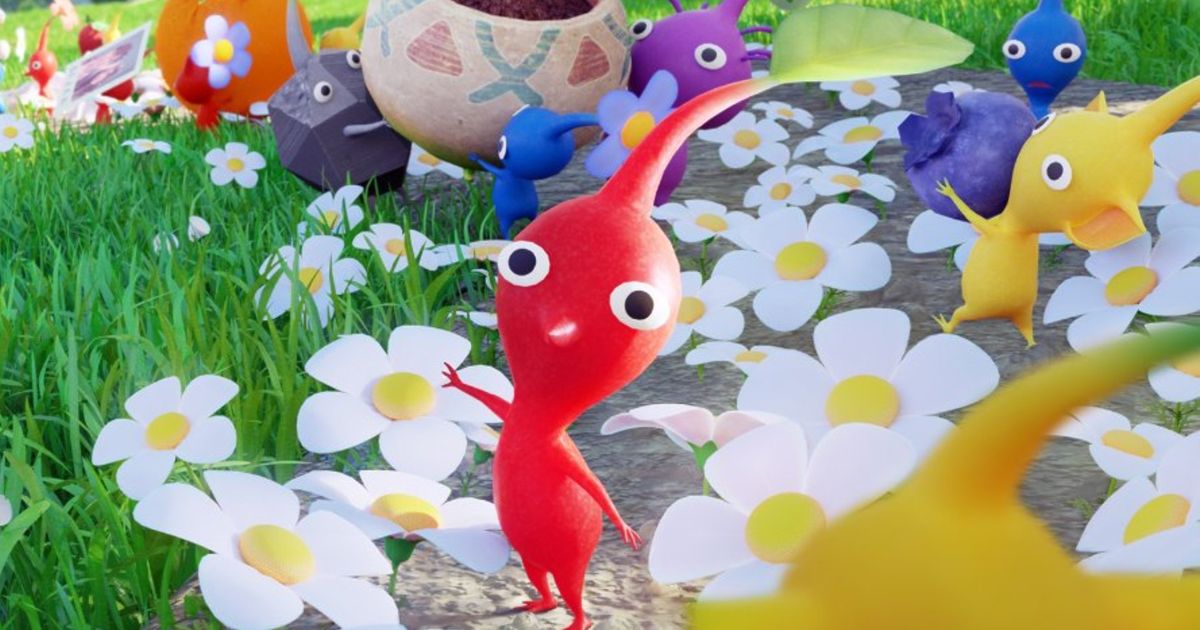 Screenshot from Pikmin Bloom, showing three Pikmin ready for instructions