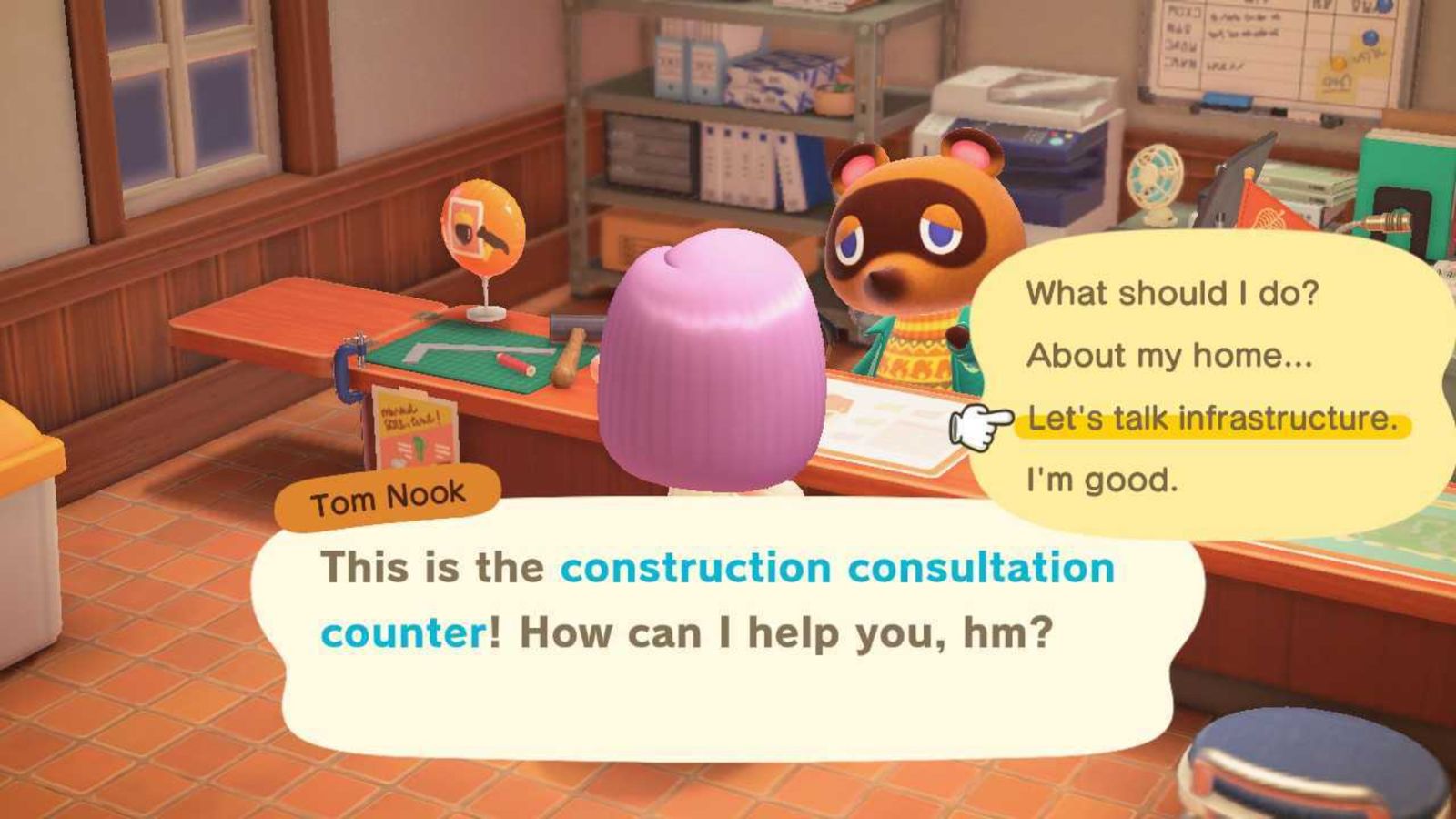 Animal Crossing New Horizons Construction Consultation Counter