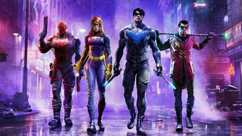 Image of Red Hood, Batgirl, Nightwing, and Robin in Gotham Knights.