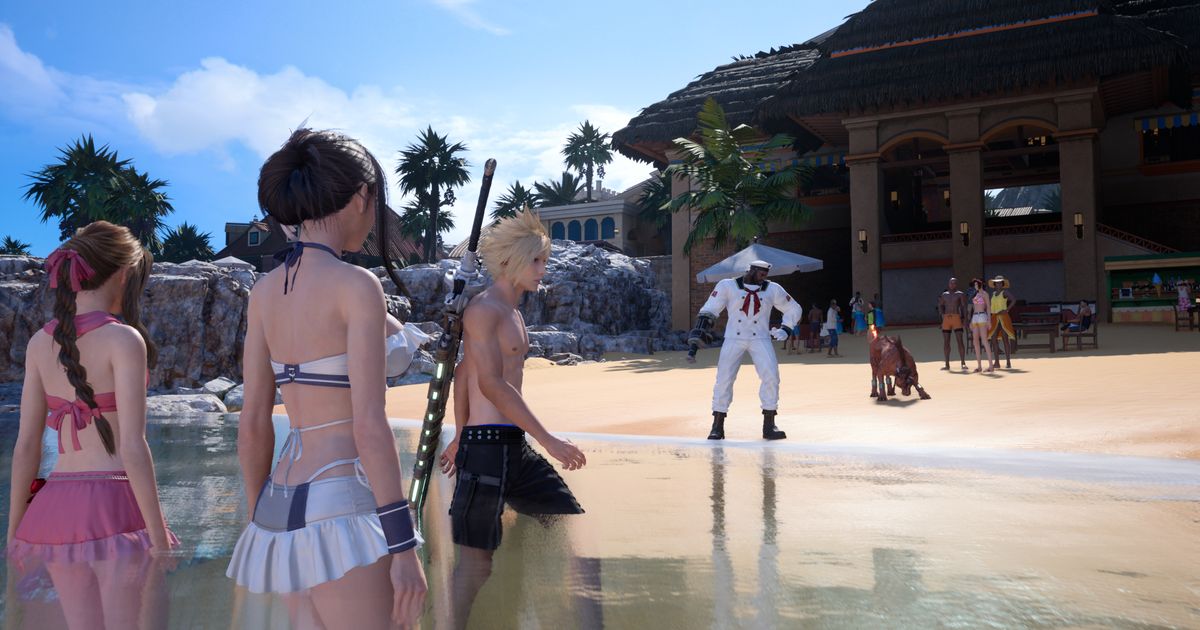 Final Fantasy VII characters wearing swimsuits
