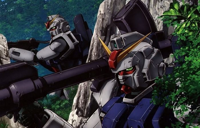 Two giant mecha in a jungle.