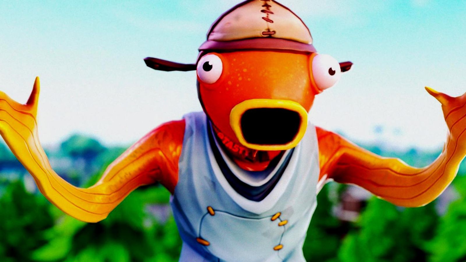 A Fortnite Fish Man acting shocked, surprised and angry 