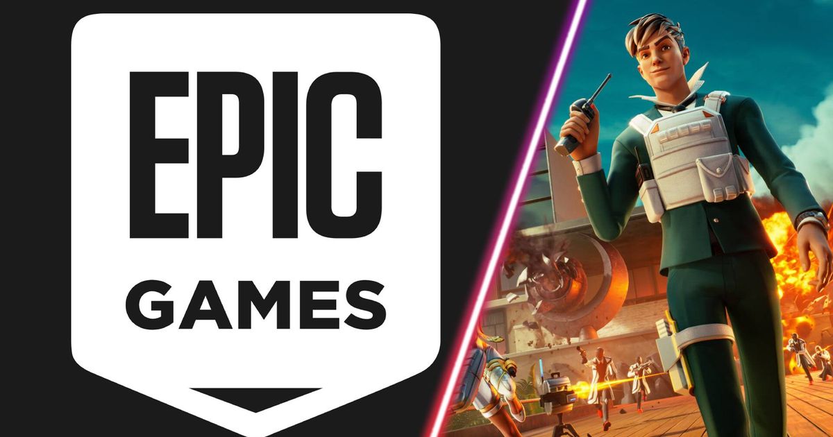 The Epic Games logo and a Fortnite character.