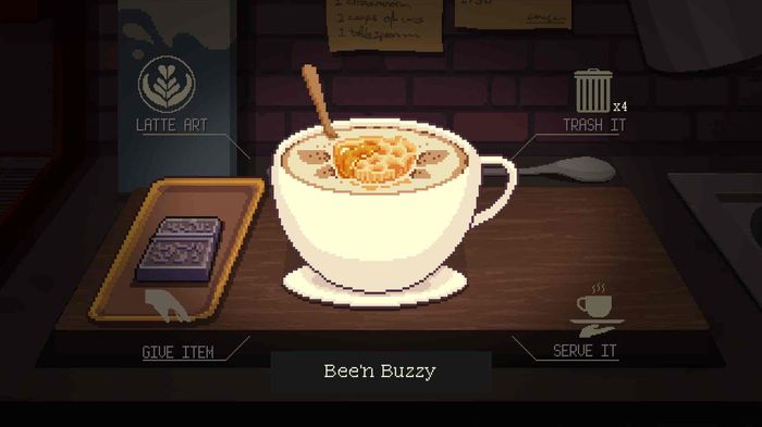 A Bee'n Buzzy drink in Coffee Talk Episode 2: Hibiscus & Butterfly