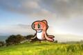 The Pokemon Tatsugiri stood on a grassy hill