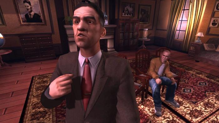 Billy talking to the headmaster in Bully.