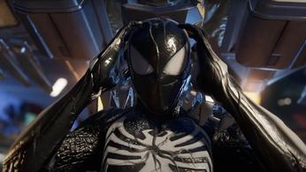 A very scared Spider-Man in the symbiote suit