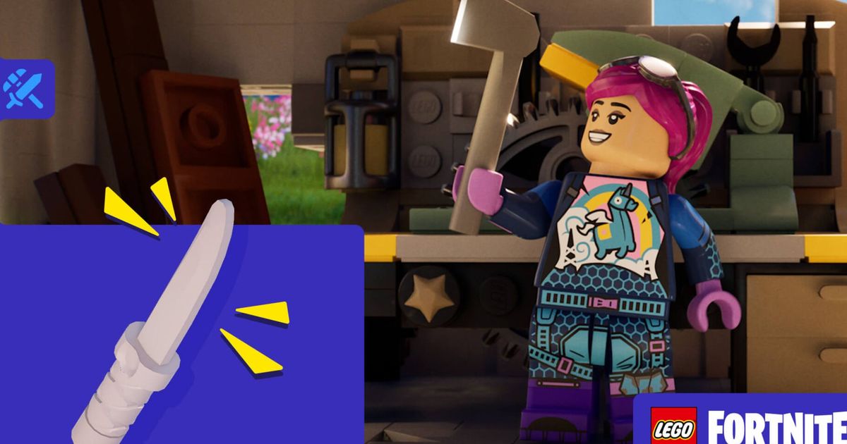 a lego character holding an axe in lego fortnite 