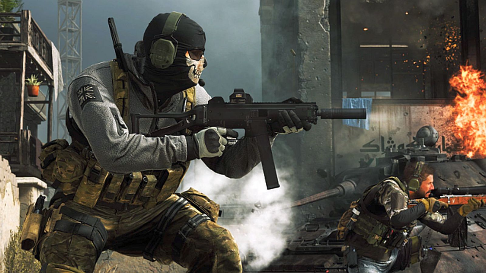 Image showing Ghost holding Modern Warfare SMG