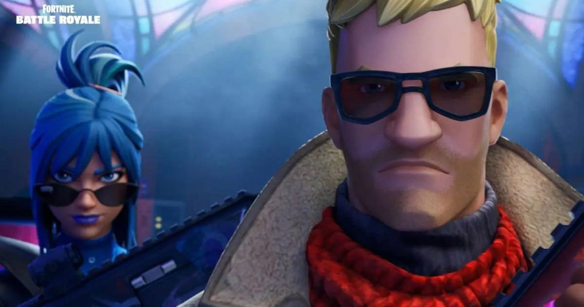 Two Fortnite characters wearing sunglasses staring directly at the player
