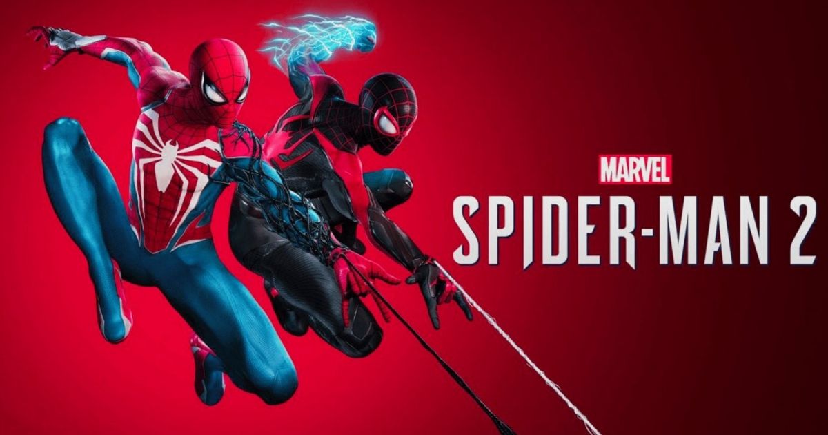 The title image for Marvel's Spider-Man 2, showing Miles Morales and Peter Parker