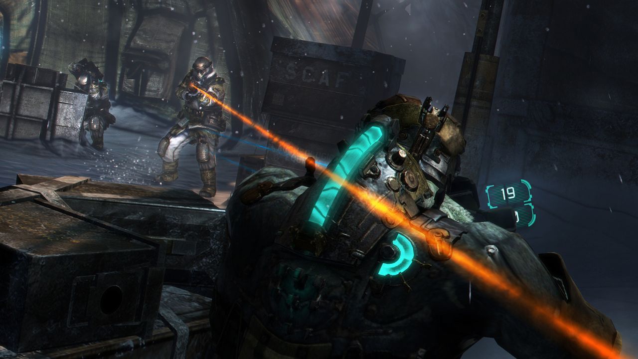 Multiple characters including Isaac fighting in Dead Space 3.