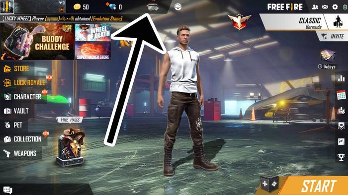 How to find the Free Fire VIP menu in-game.