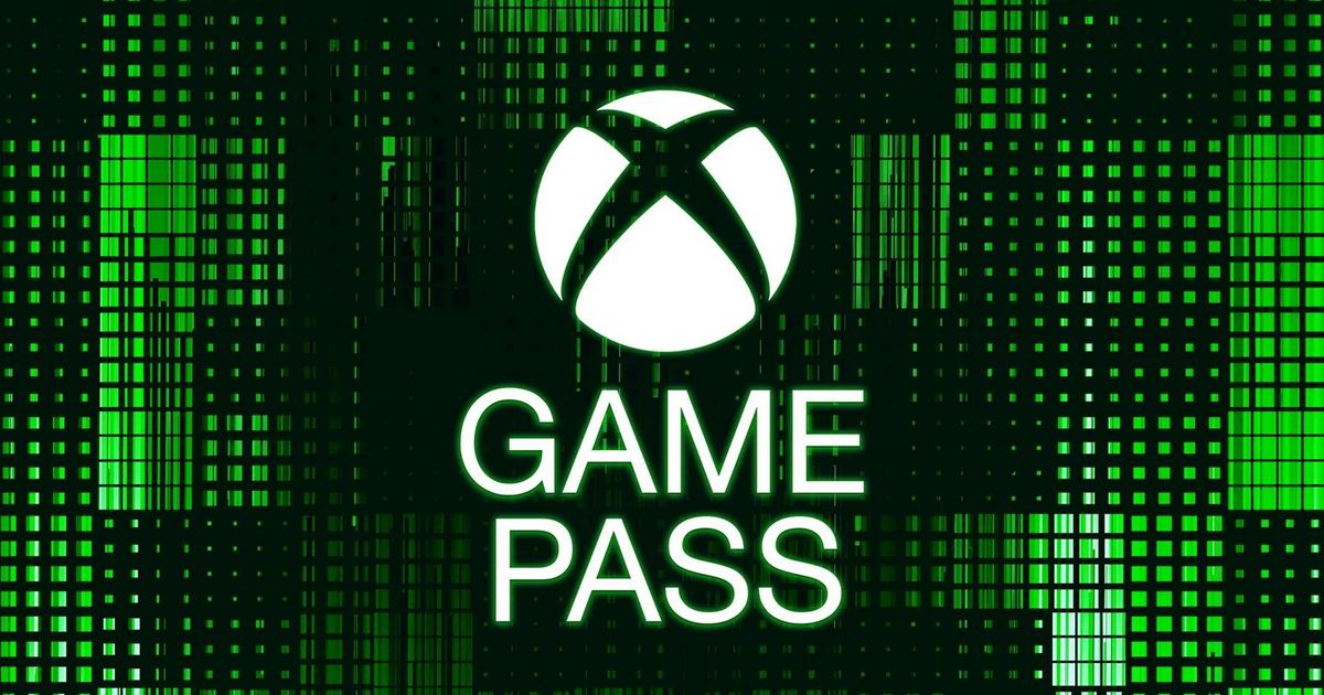A promotional image for Xbox Game Pass. The Xbox logo on a green checkered background.